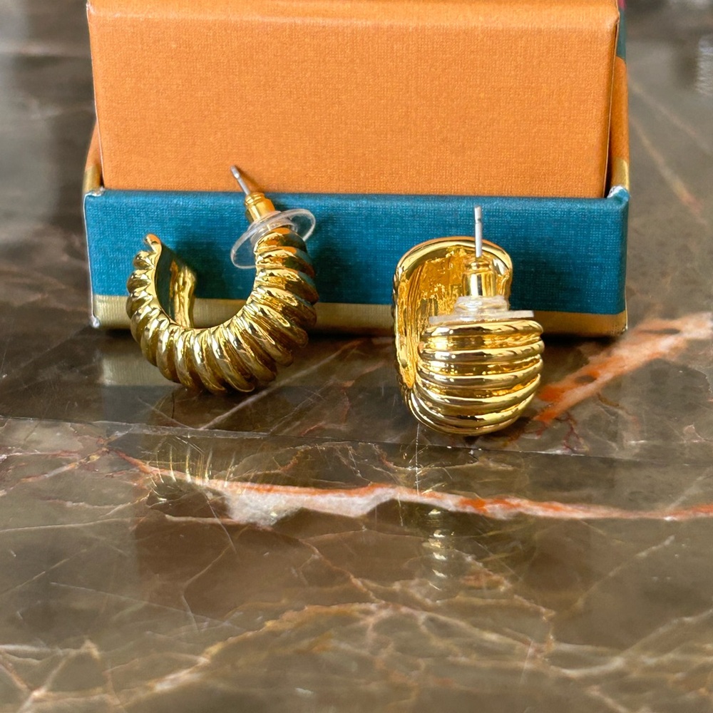 House of Harlow 1960 gold tone textured hoop earrings